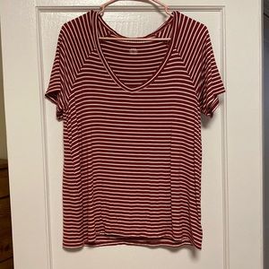 American eagle dark red and white striped shirt